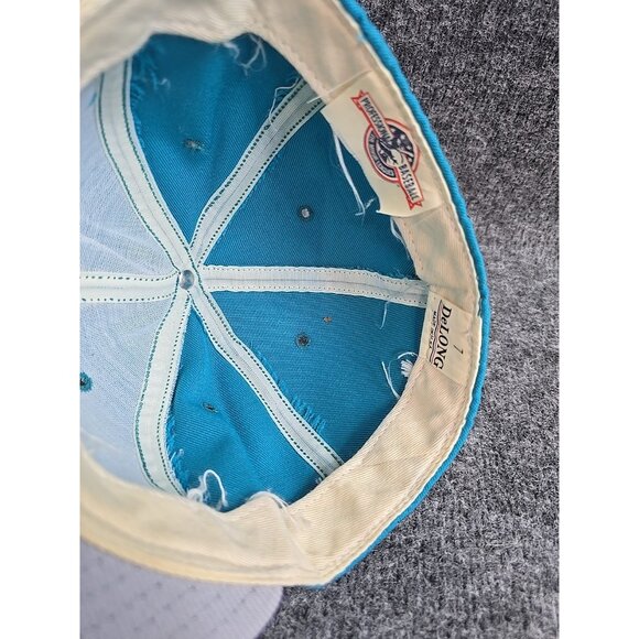 Charlotte Knights Fitted Hat 7 Teal/Purple Vtg 90s Minor League DeLong - Picture 9 of 11